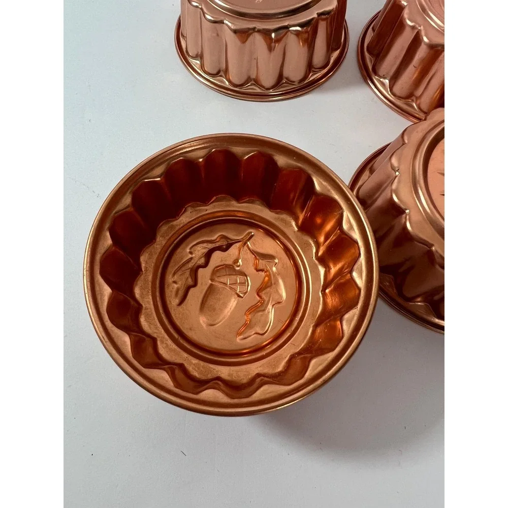 Vintage MCM Copper Miniature Aluminum Dessert Molds Decor‎ Set of 4